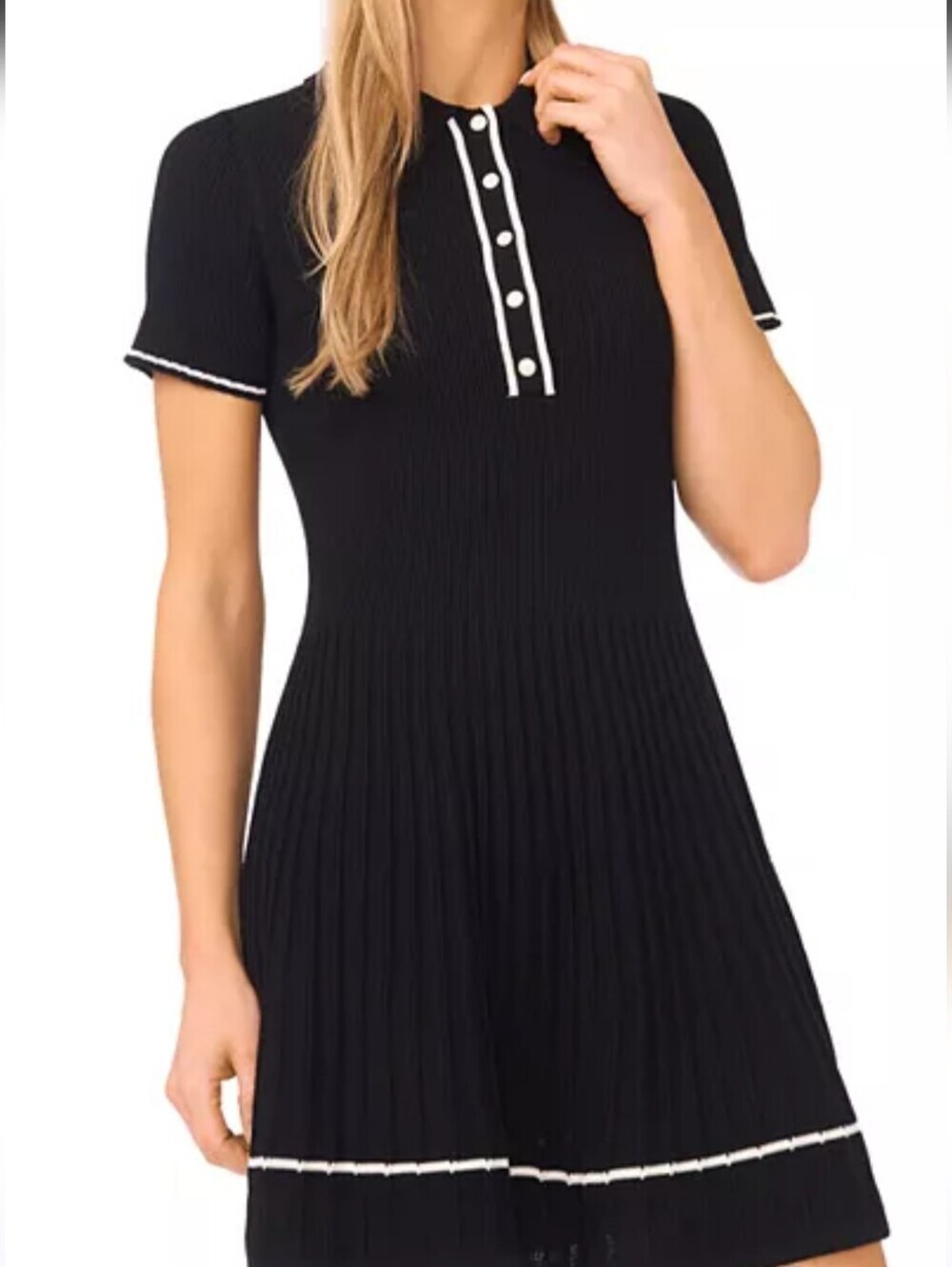 TED BAKER NWOT Black Short-Sleeve Polo Dress with White Trim Sz XL